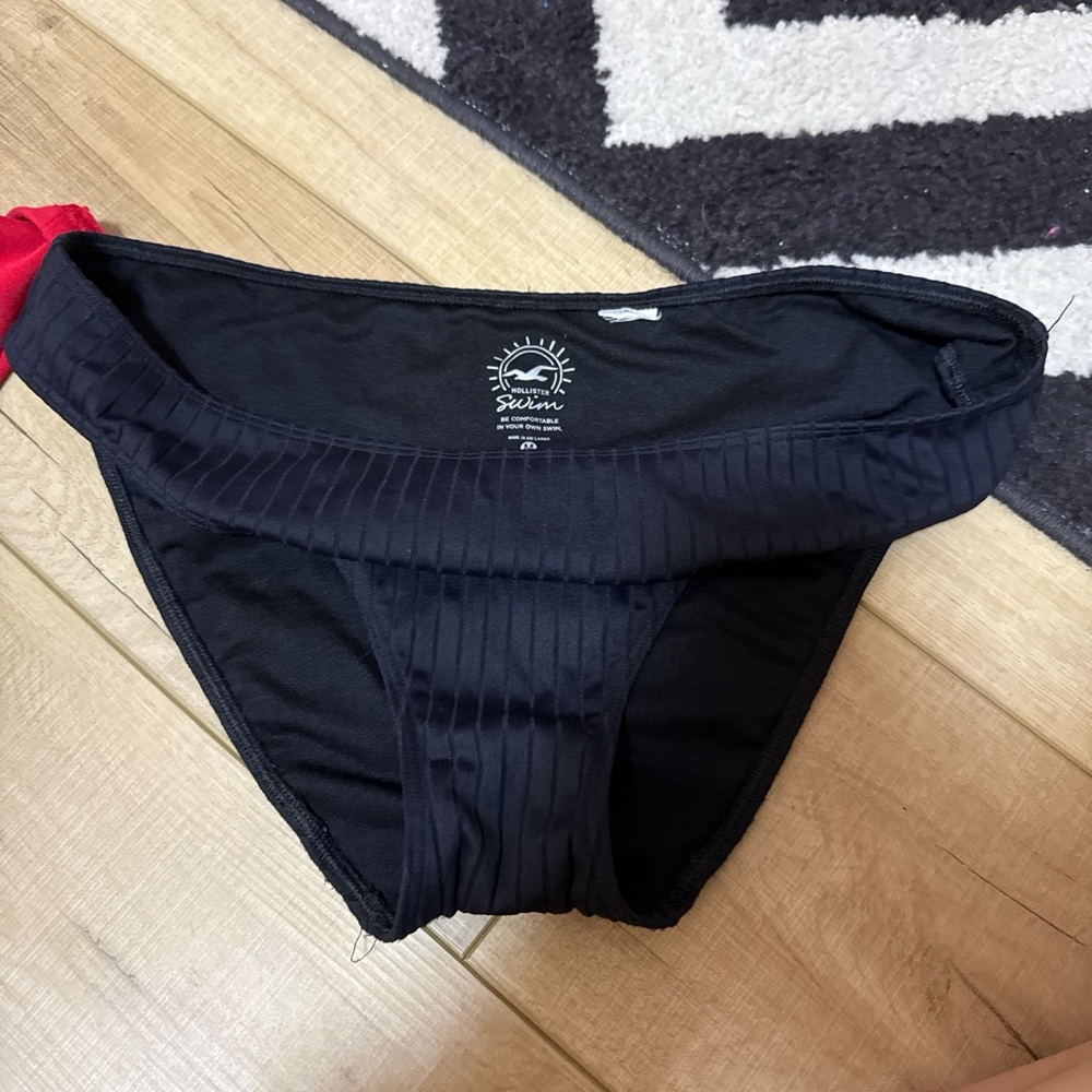Hollister Black Ribbed Bikini Bottoms